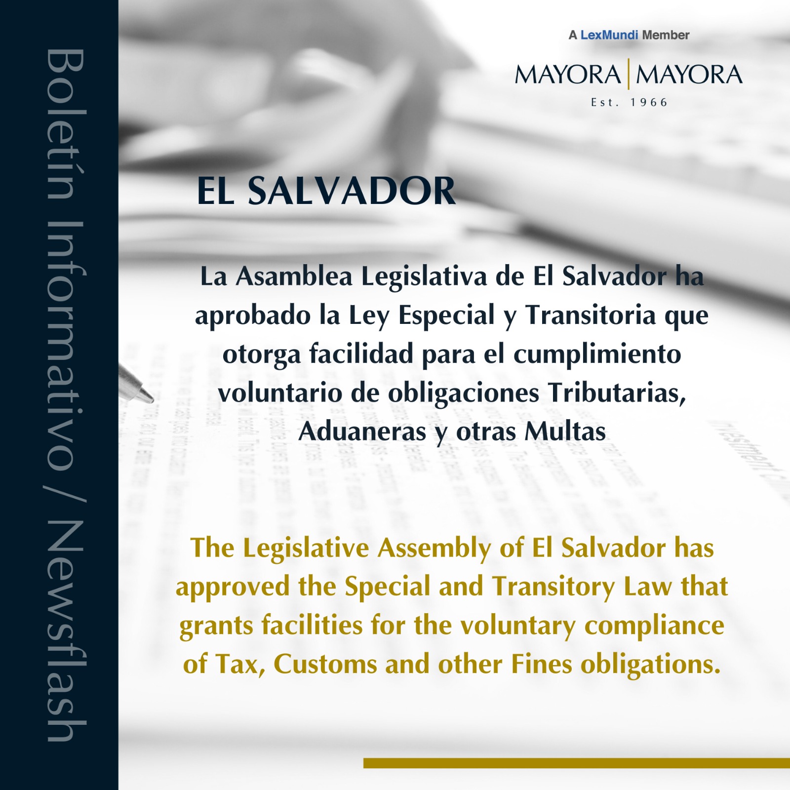 Read more about the article EL SALVADOR – Boletín Informativo